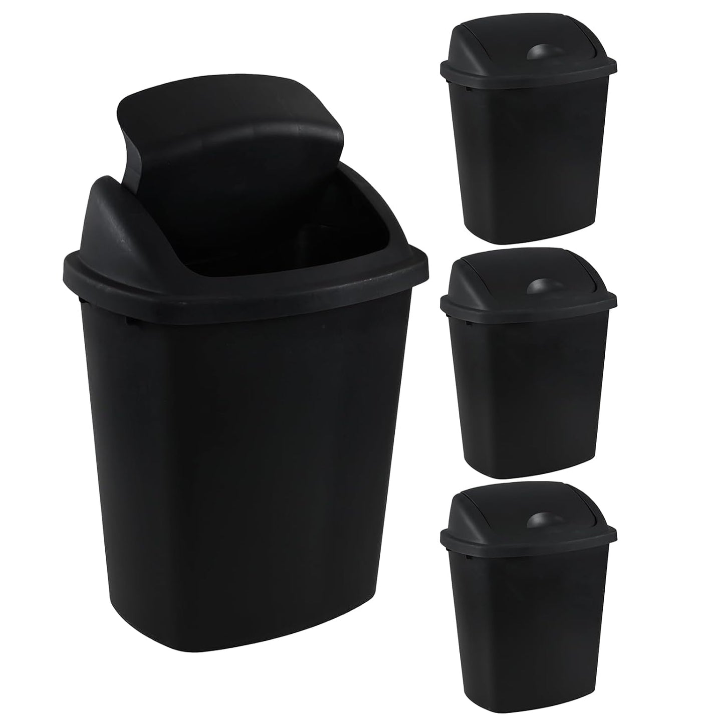 6 Gallon Swing Top Trash Can Outdoor and Indoor Recycle Bin, Plastic Garbage Can with Swing-Lid