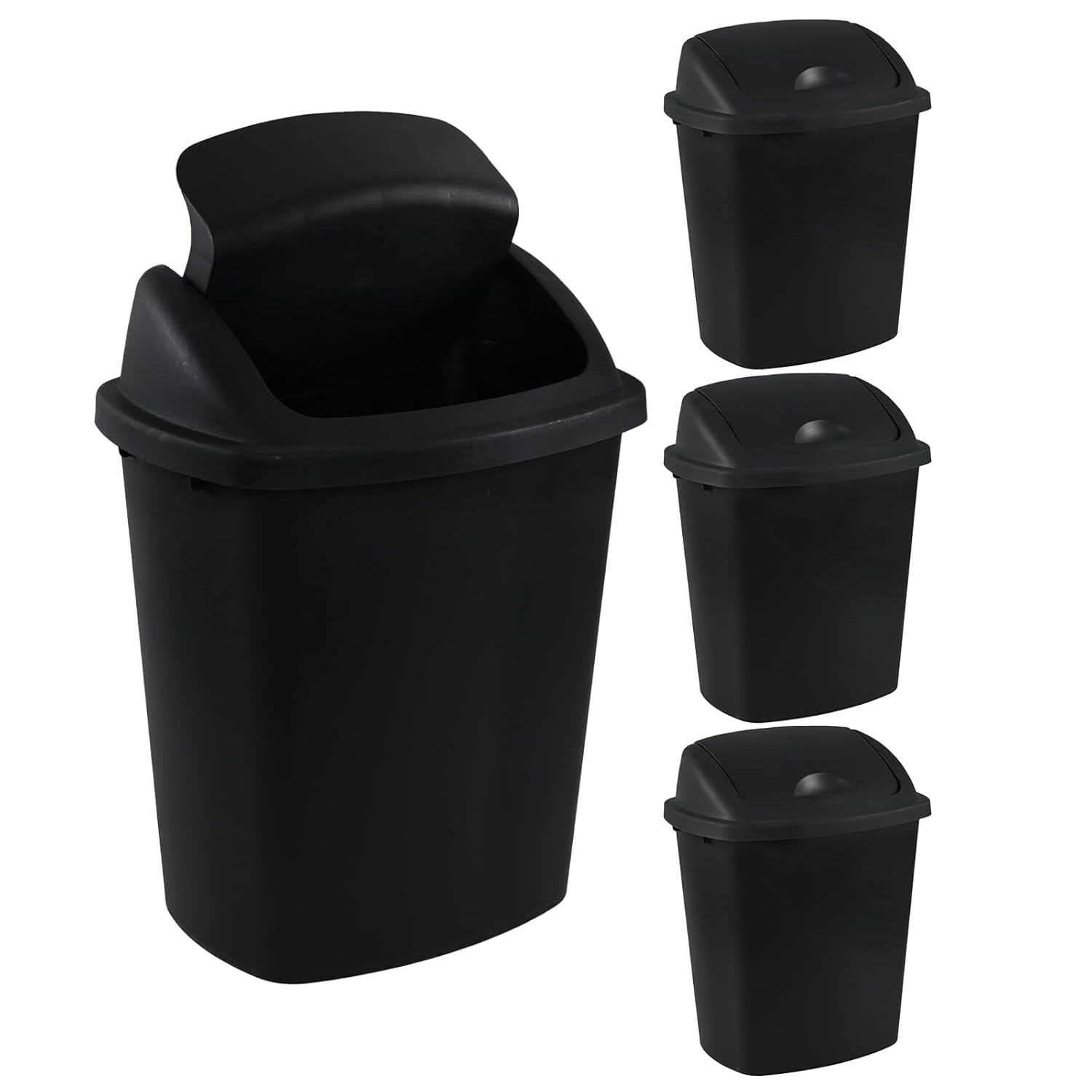 6 Gallon Swing Top Trash Can Outdoor and Indoor Recycle Bin, Plastic Garbage Can with Swing-Lid