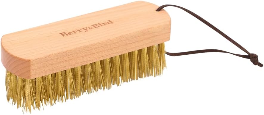 Berry&Bird Brass Brush, Ashwood Premium Brass Wire Brush with Cowhide Lanyard, Heavy Duty Wire
