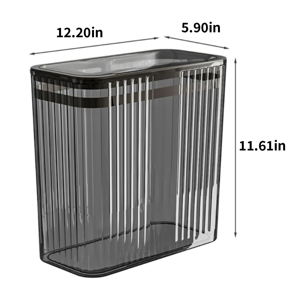 Transparent Trash Can, Bathroom Trash Cans with Lids, 3.5 Gallon Garbage Can for Bedroom, Office
