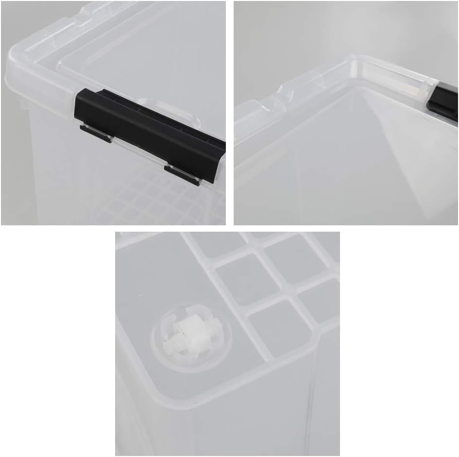Pekky 50 Quart Clear Storage Containers/Bins with Lid，Wheels and Latching Handles, Large Rolling