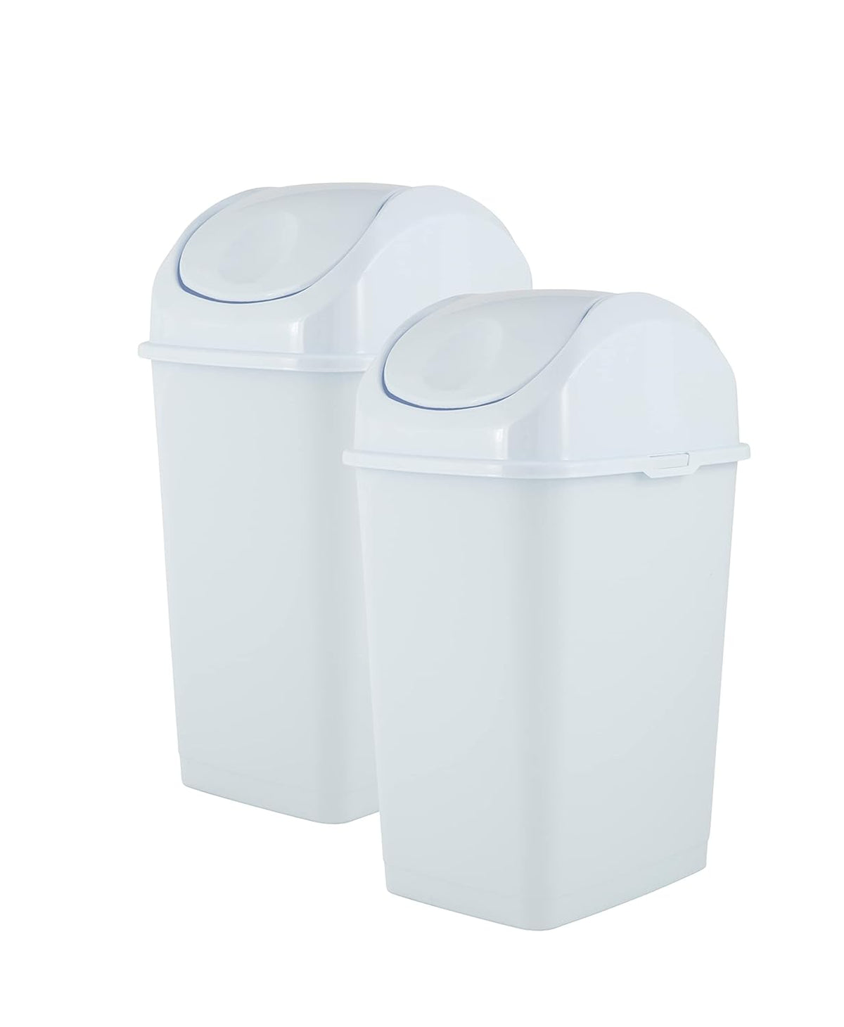 Superio Small Plastic Trash Can with Swing Top Lid, Compact Slim Waste Bin for Under Desk, Office