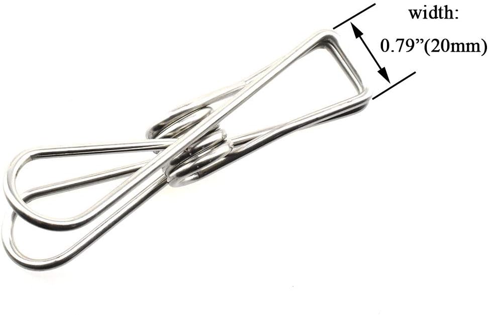HAHIYO Clothespins Chip Clips All Metal Stainless Steel No Rust Stains Strong Grip in Heavy Wind