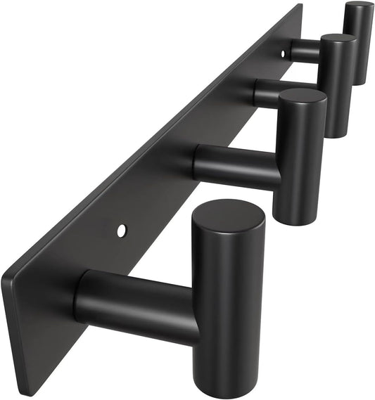 VAEHOLD Hat and Coat Wall Mount Rack - 4 Hooks for Robes, Bags, Keys, and Towels - Bathroom Towel