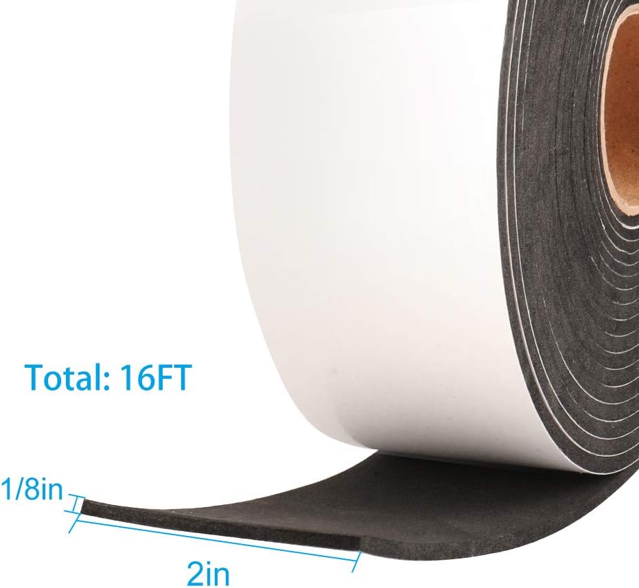High Density Foam Tape,2 Inch Wide x 1/8 Inch Thick Door Insulation Tape,Adhesive Weather Stripping