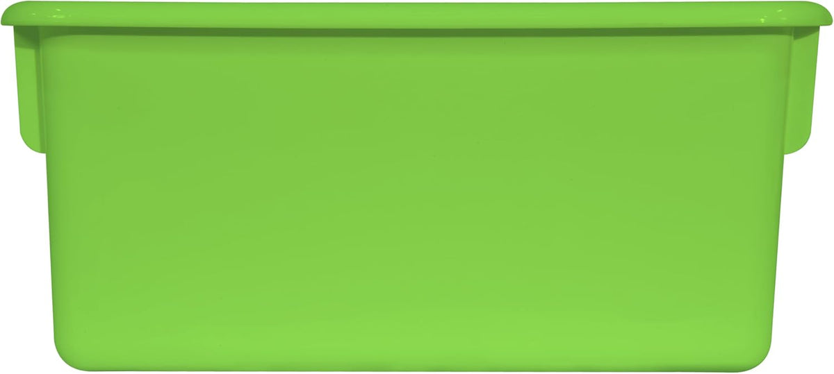 Wood Designs Cubby Storage Bin, Heavy Duty Plastic Containers for Kids Lime Green Cubby Tray Set of