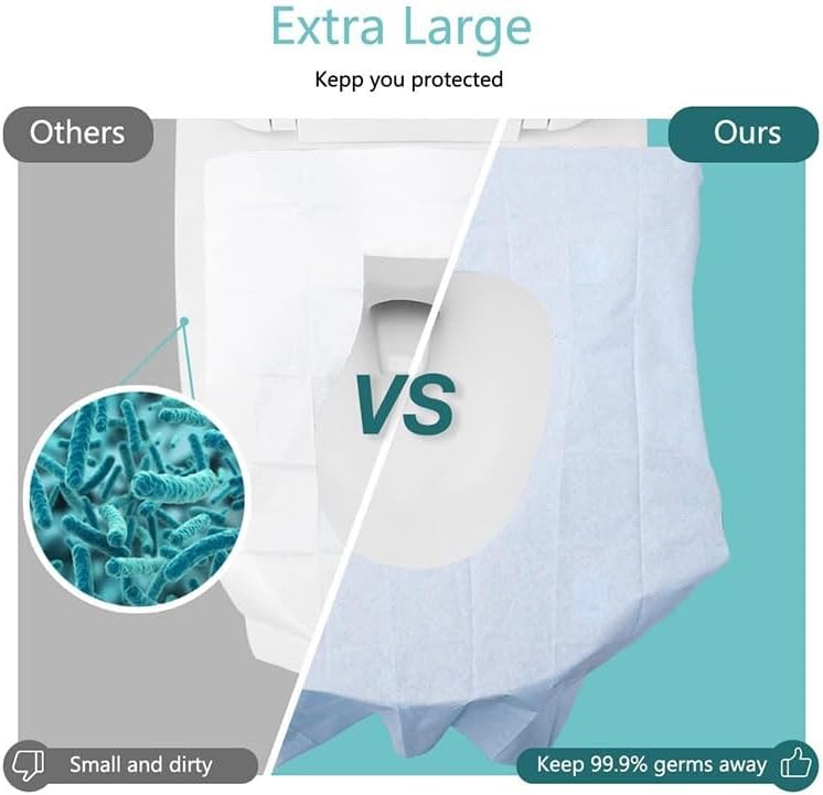 Disposable Waterproof Toilet Seat Covers (10-Pack) – Individually Wrapped XL Portable Potty Liners