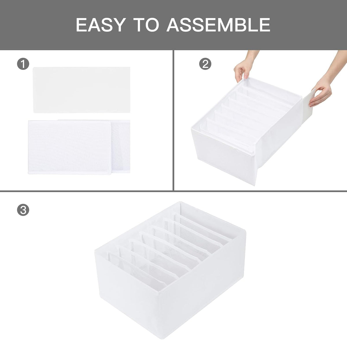 Qozary 4 Pack Drawer Organizers for Clothing, 8 Grids Foldable Closet Organizers and Storage Bins