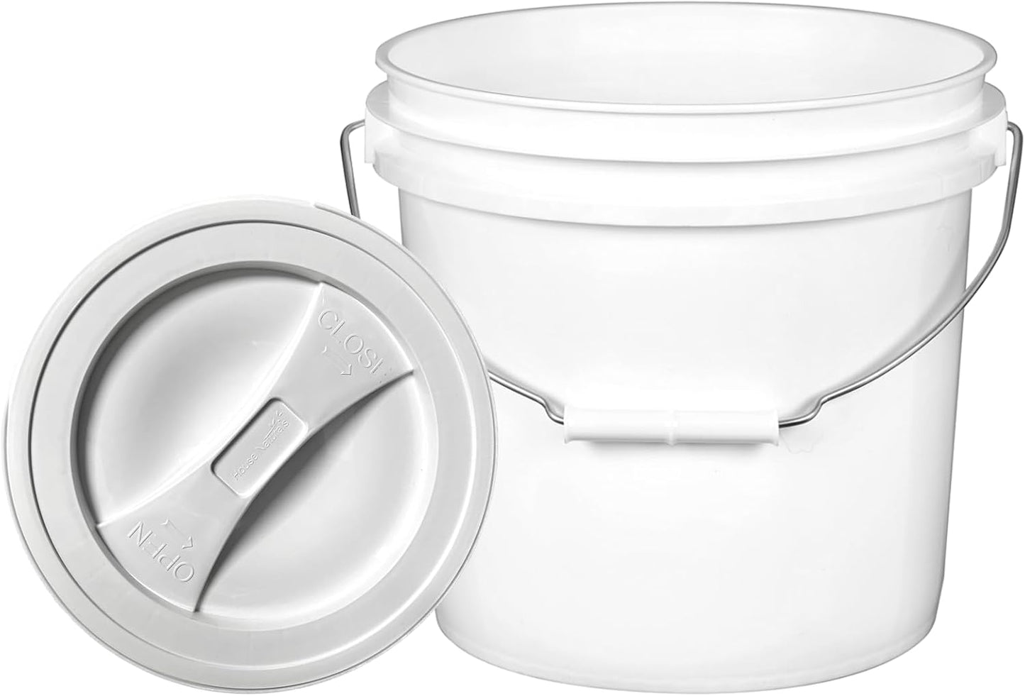 House Naturals 2 Gallon Food Grade BPA Free Bucket Container with Screw on White Lid (Pack of 2)