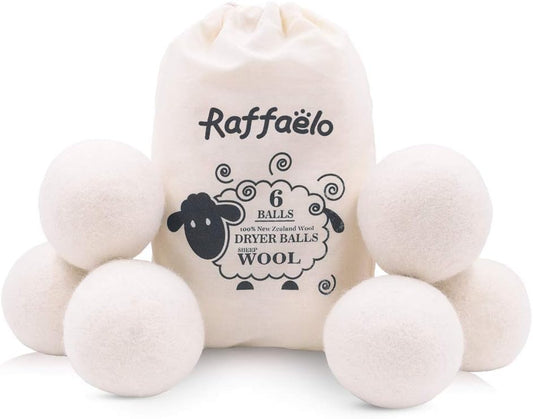 Raffaelo Wool Ball, Wool Dryer Balls XL Premium Reusable Natural Fabric Softener Pet Fur Hair