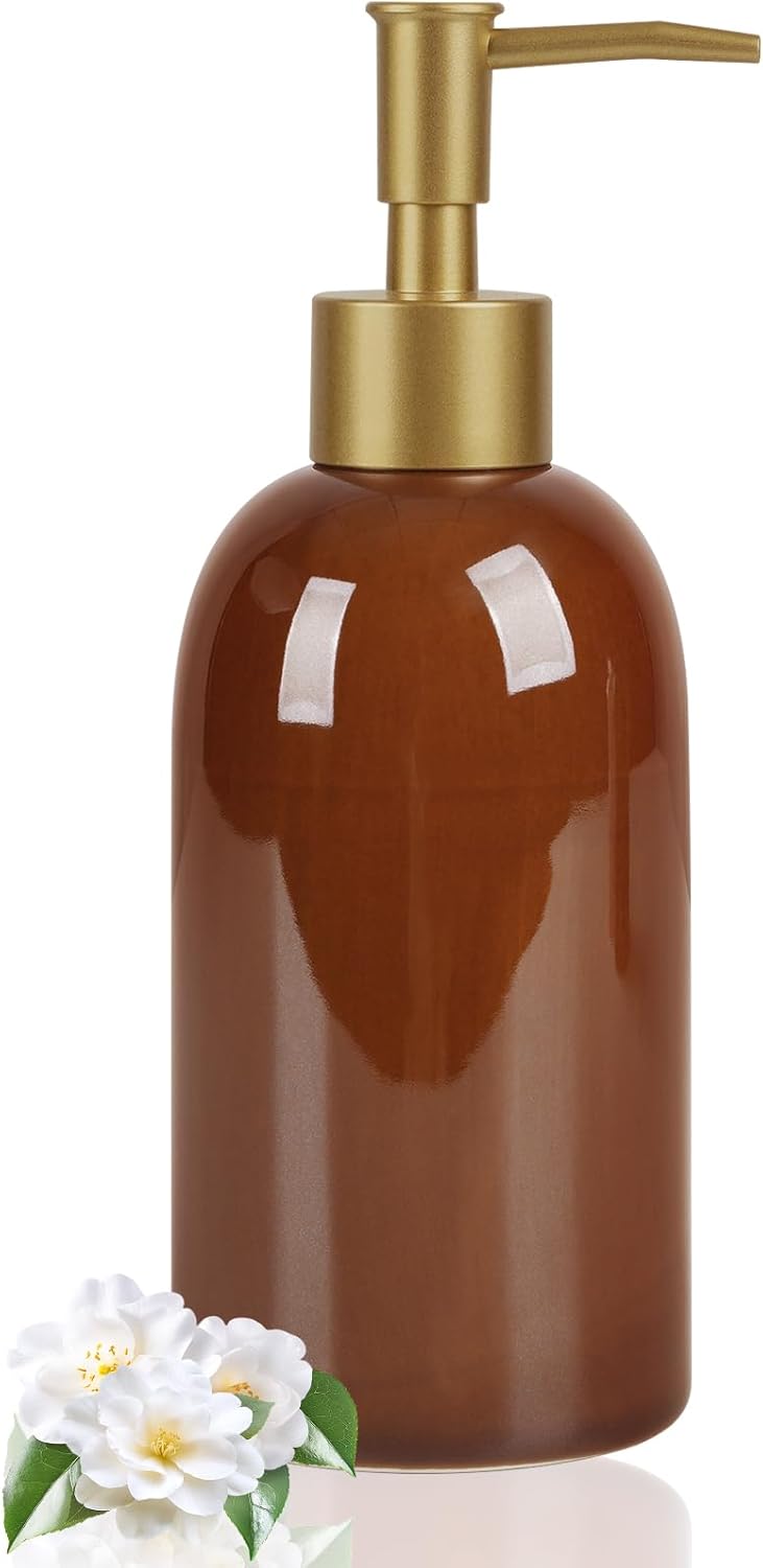Natheeph 14OZ Ceramic Soap Dispenser Ceramic Soap Pump Dispenser Can Fill Liquid for