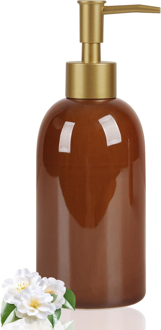Natheeph 14OZ Ceramic Soap Dispenser Ceramic Soap Pump Dispenser Can Fill Liquid for