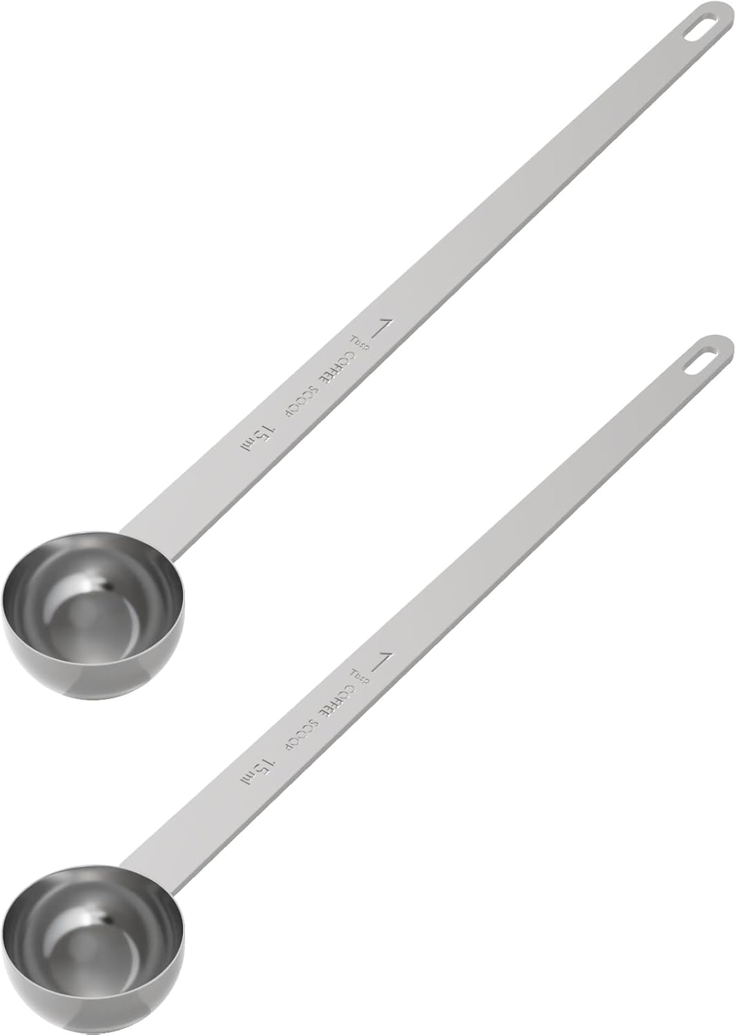2PCS 1 Tablespoon Coffee Scoop, 9" Long Handle Measuring Spoon, One tbsp (15 ml) Stainless Steel