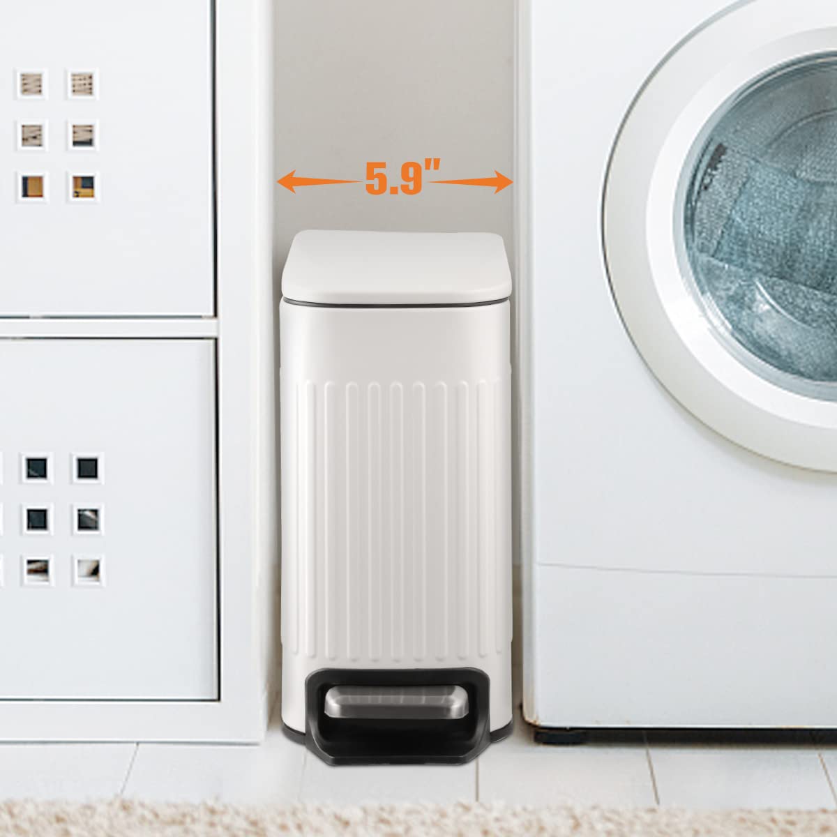 TrashAid Slim Bathroom Trash Can with Lid Soft Close, 6 Liter/1.6 Gallon Stainless Steel Small