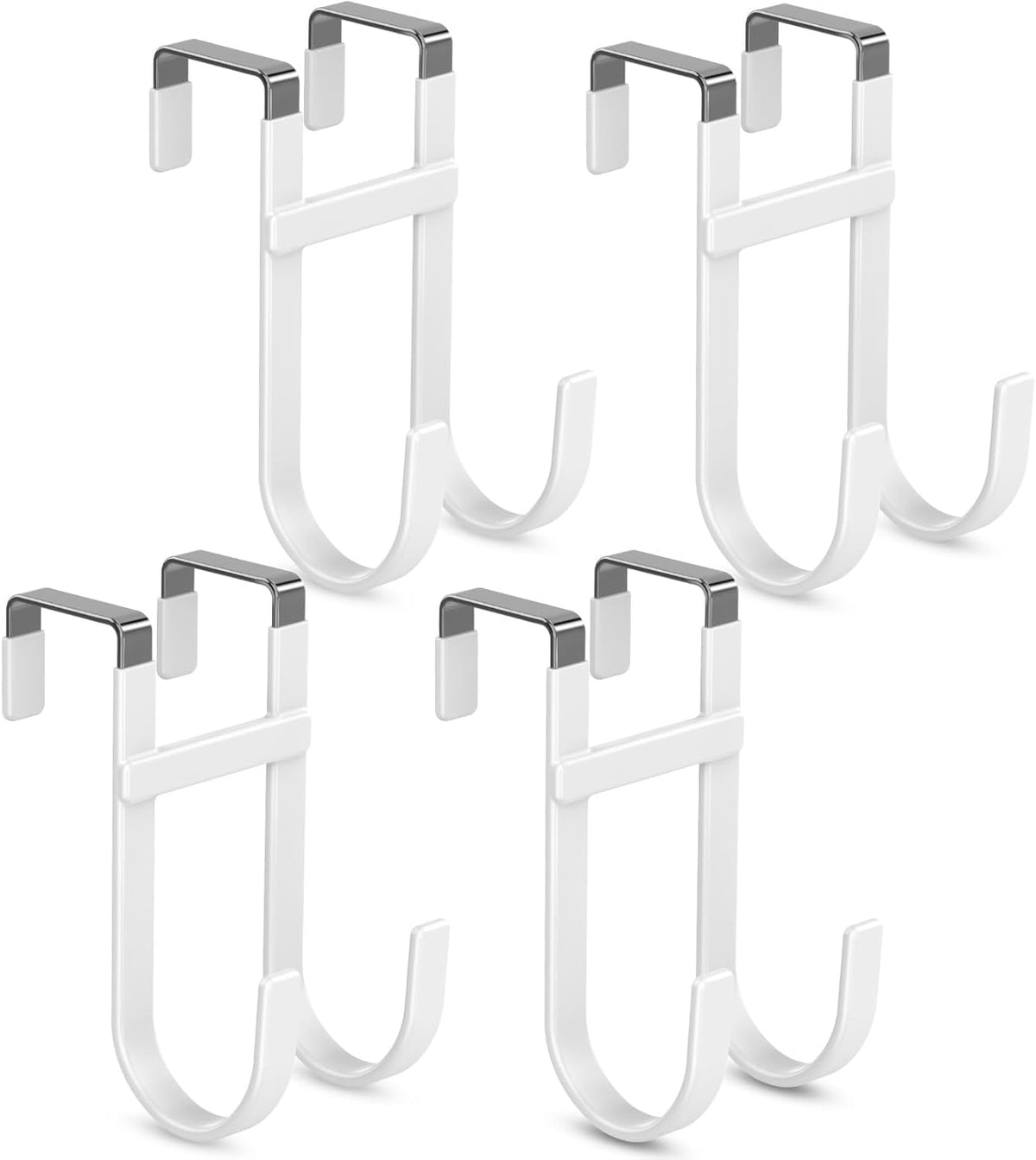 FYY Over The Door Hooks - 4 Pack Heavy Duty Dual-Hook Organizer Hanger with Non-Slip Rubber for