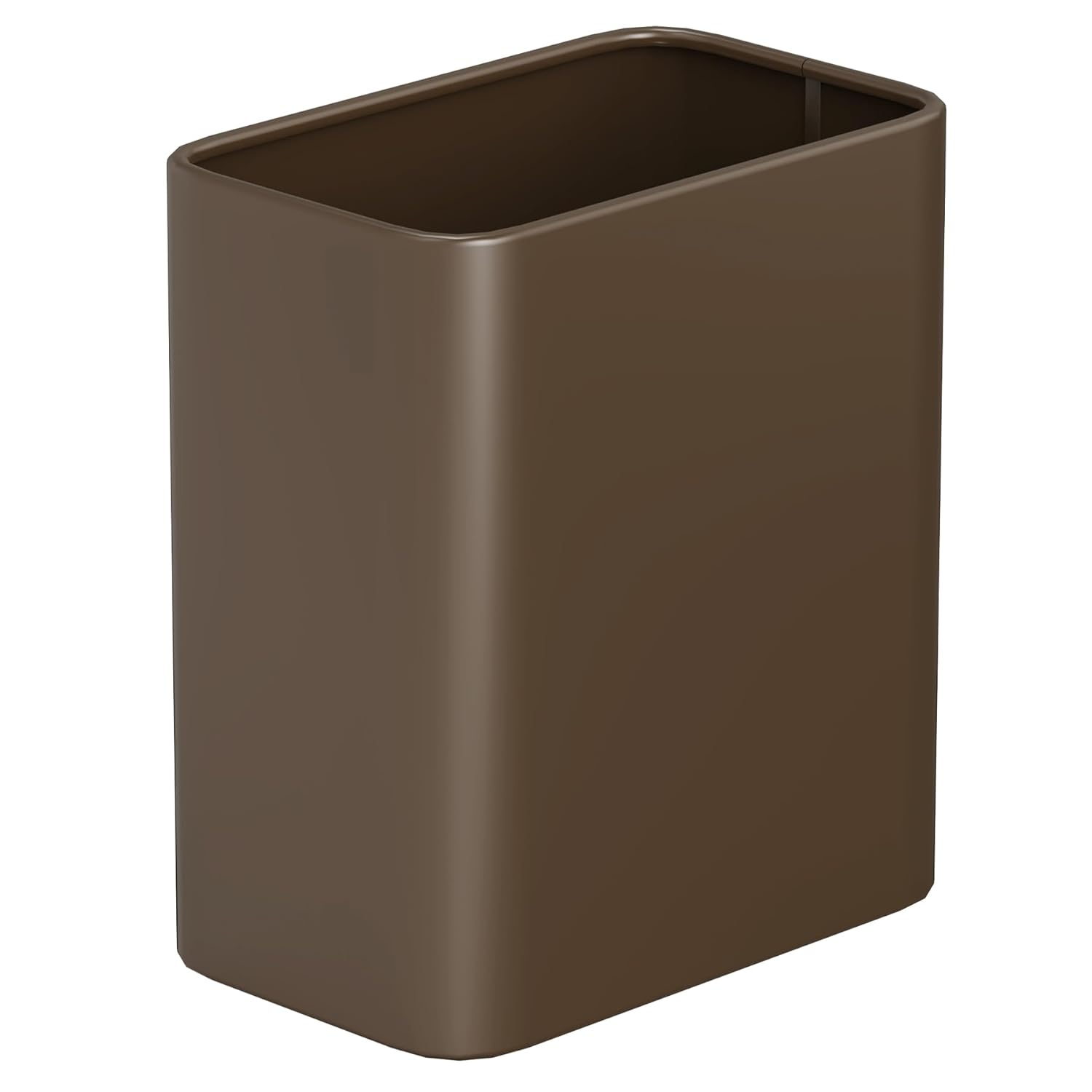 Cesun Small Bathroom Trash Can, 2.1 Gallons, Open-Top, Brown Metal, Stainless Steel, Modern, Ideal