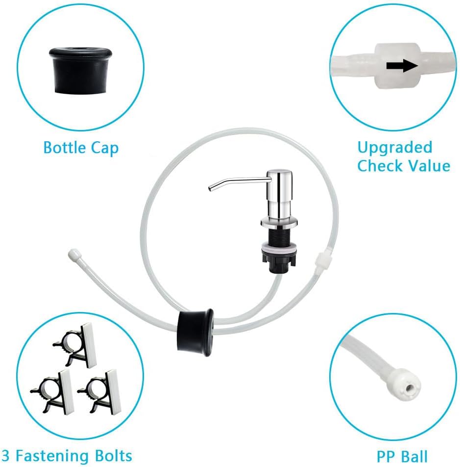 Soap Dispenser for Kitchen Sink, in Sink Soap Dispenser Pump, 47" Silicone Extension Tube Connect