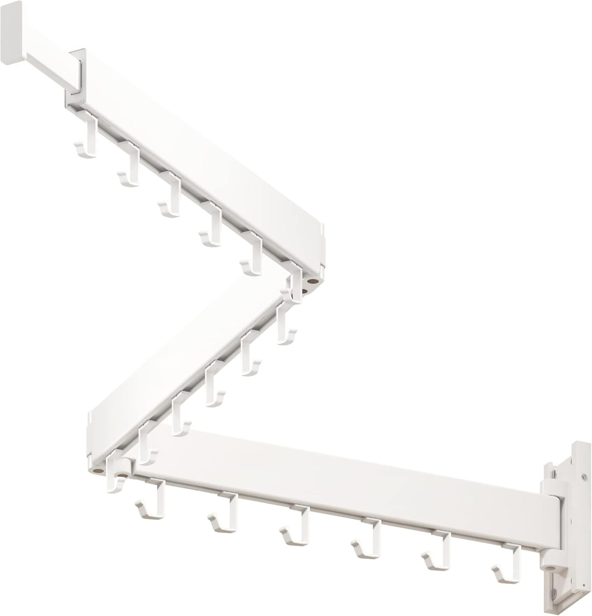 Wall Mounted Clothes Drying Rack, Collapsible, Folding, Retractable - Clothes Hanging Rack (Hooks