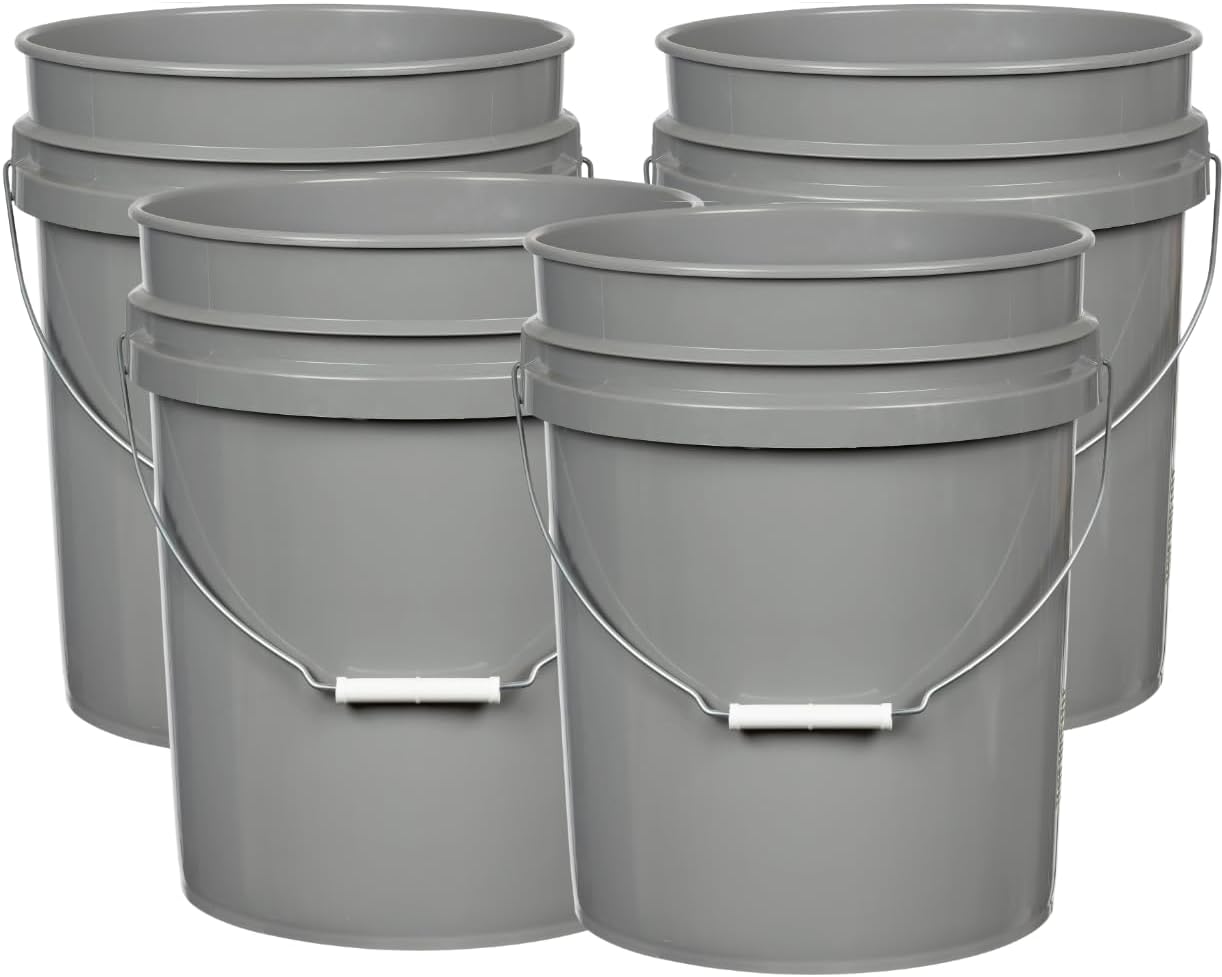 House Naturals 5 Gallon Premium HPDE Plastic Bucket - Made in USA Food Grade Storage Container, BPA