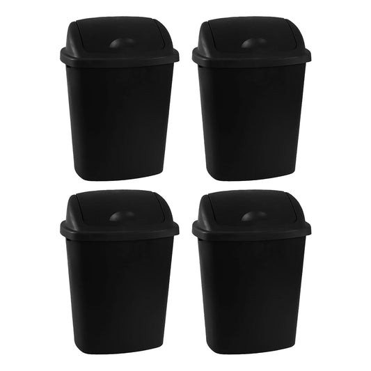 6 Gallon / 25 L Trash Can, 4-Pack, Plastic Swing Lid Garbage Waste Bins Container for Kitchen