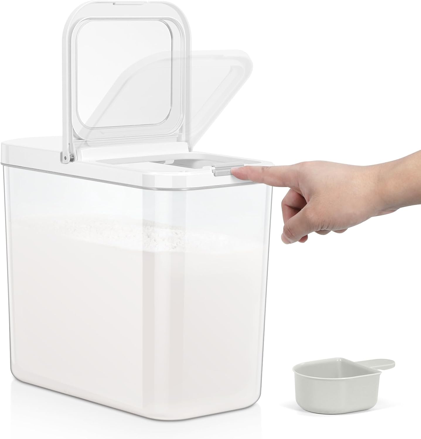 Rice Flour Storage Container - 12.7 Qt | 25 Lbs Crystal-Clear Plastic Food Storage Container Bin