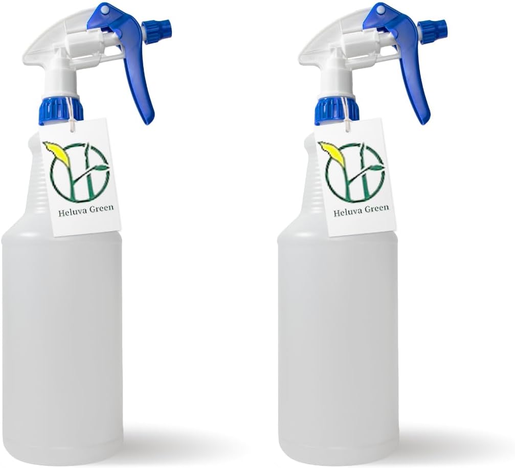Heavy Duty 32oz Plastic Spray Bottles for Cleaning - Large Empty Industrial Bottles for Gardening