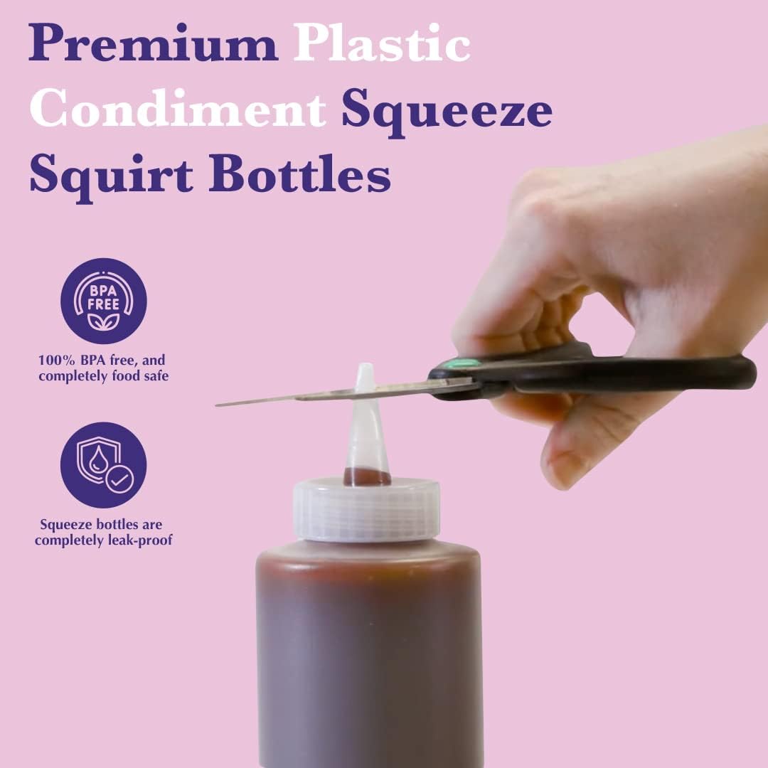 6-Pack Condiment Squeeze Bottles for Sauces - Includes Funnel, Erasable Marker & Reusable Labels