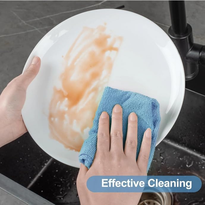 Microfiber Cleaning Cloth Roll, 20 Pack Reusable Tear Away Towels, 9.8" x 9.8", Cleaning Supplies