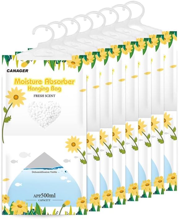 CANAGER Hanging Moisture Absorber, Fresh Scent Moistureproof Desiccant Hanging Bag，Dehumidifier Bag