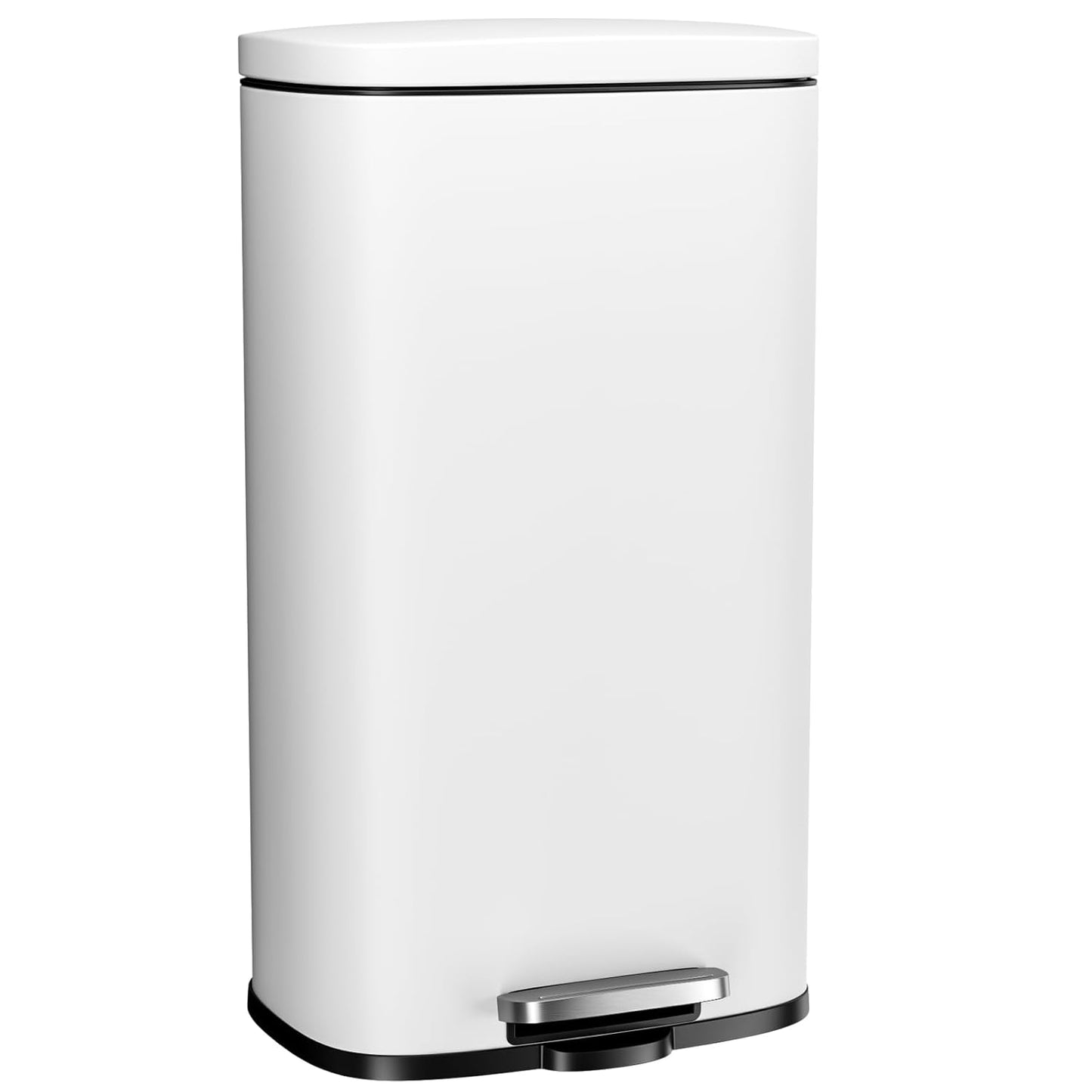 Arlopu 8 Gallon Step Trash Can, Stainless Steel Garbage Bin, Soft-Close Rubbish Bin with Removable