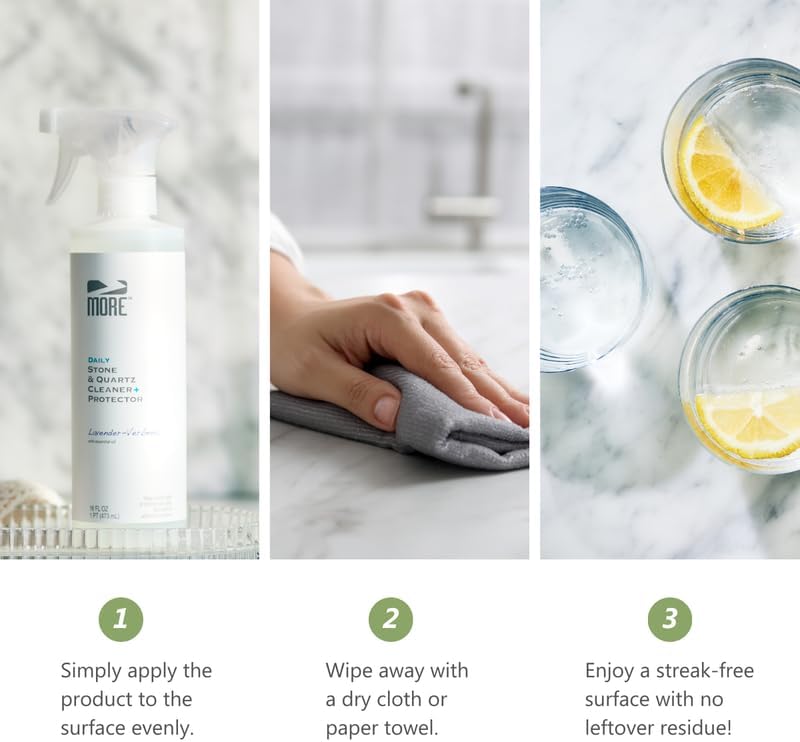 MORE Stone & Quartz Cleaner + Protector - Granite, Quartz & Marble Cleaner - For Kitchen & Bathroom