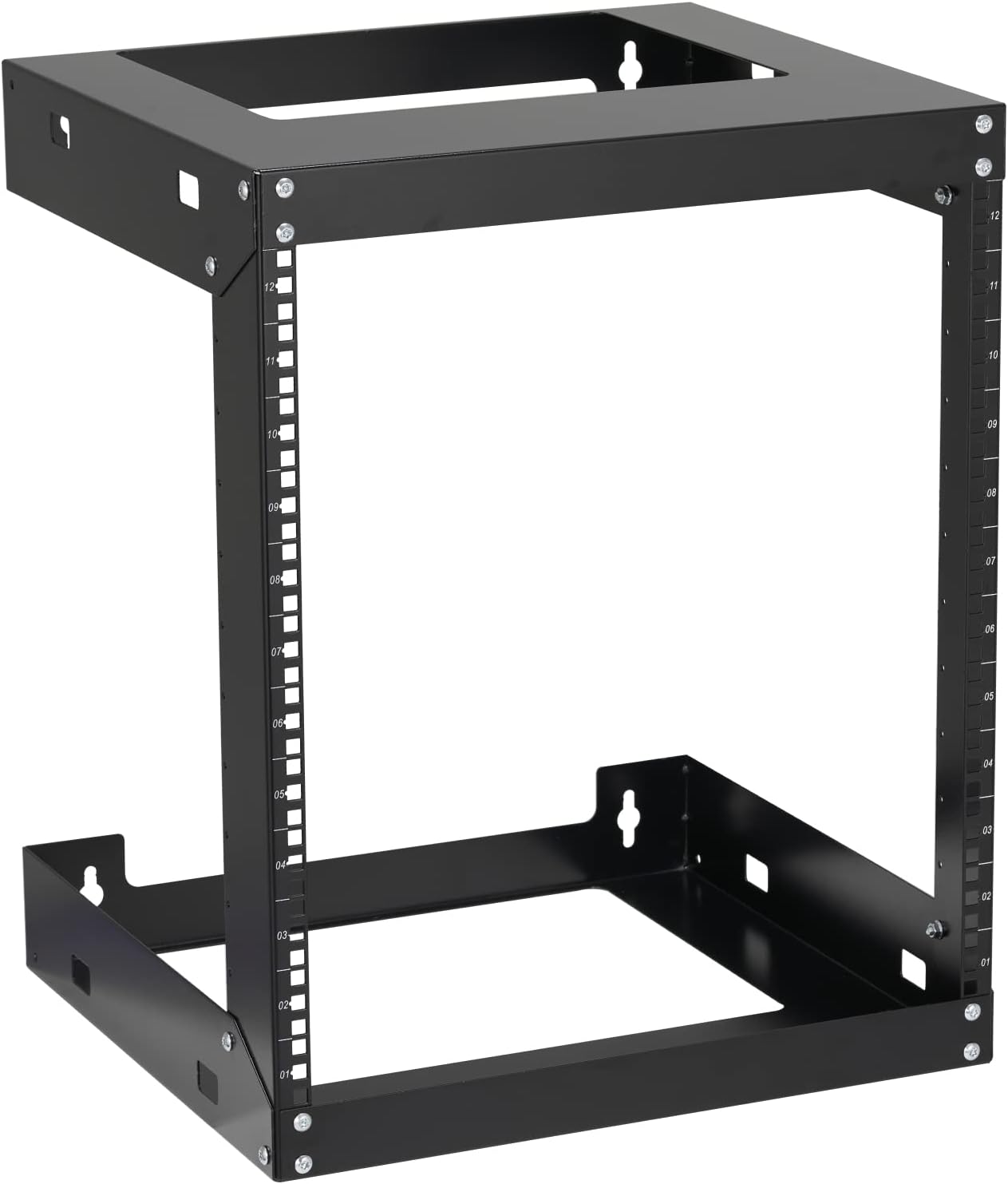 12U Wall Mount Rack Open Frame 19 Inch Server Equipment 2 Post Network Cabinet 18 inches Depth