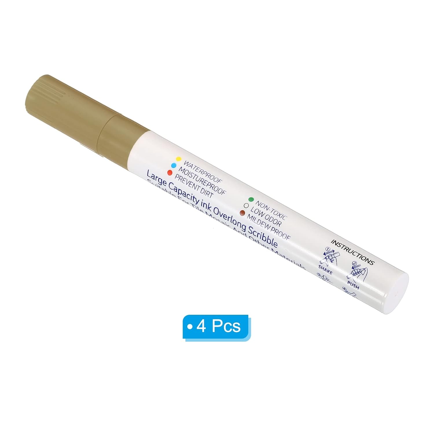 PATIKIL Grout Pen, 4 Pack Khaki Tile Marker Waterproof Grout Sealer Pen Tile Repair Pens Paint Pens
