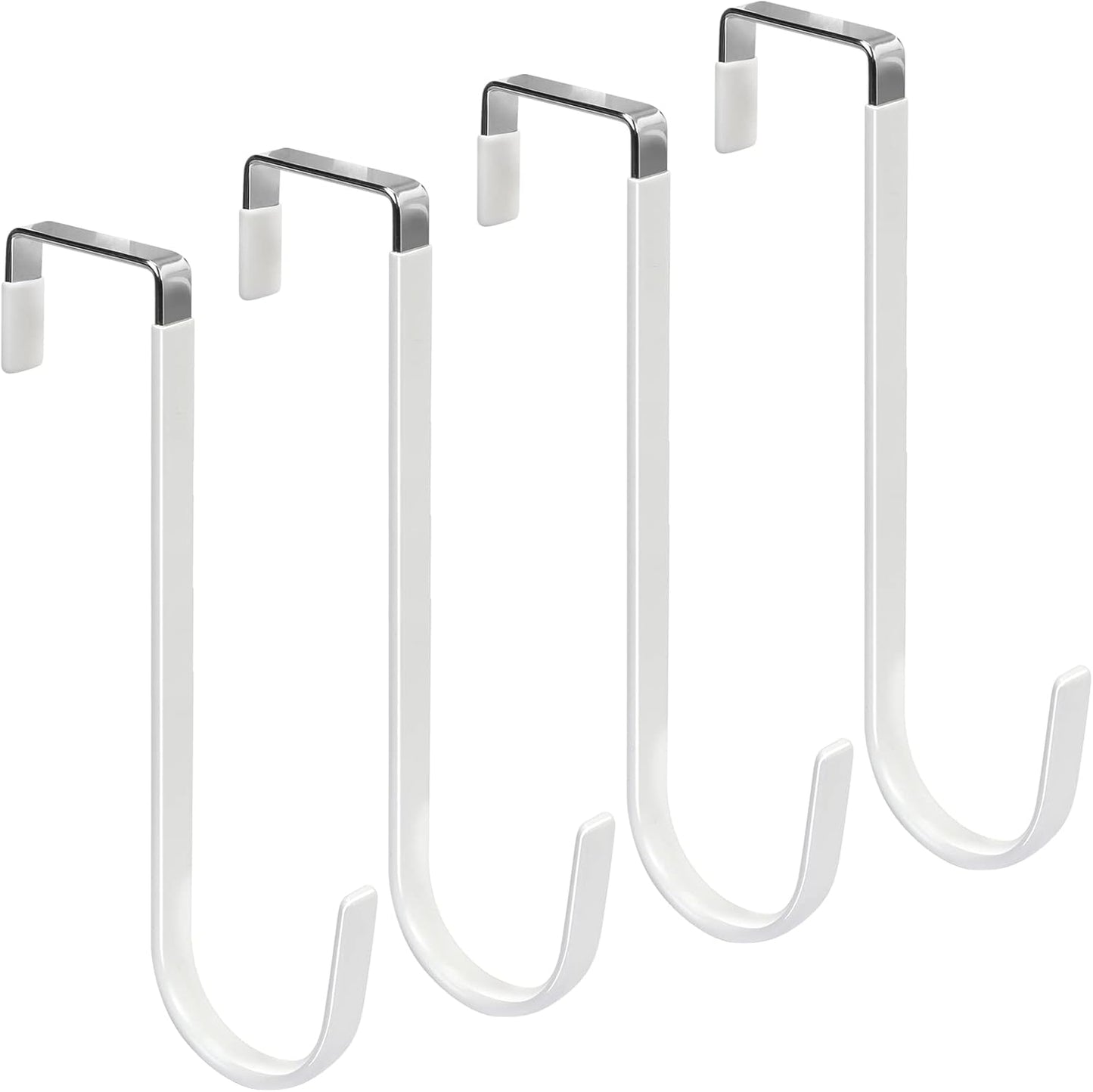 FYY Over The Door Hooks, 4 Pack Upgraded Long Door Hangers Hooks with Rubber Prevent Scratches