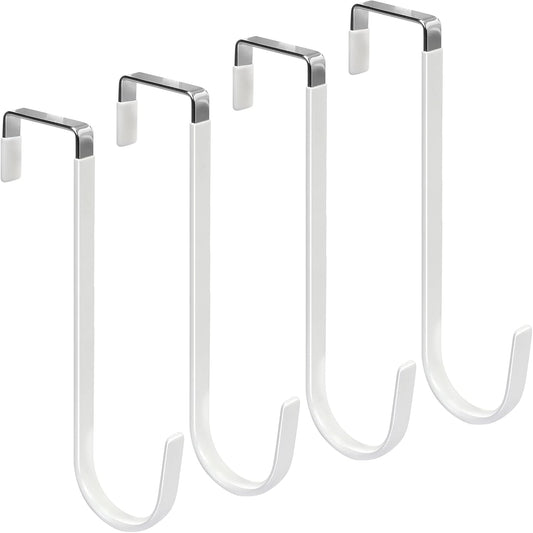 FYY Over The Door Hooks, 4 Pack Upgraded Long Door Hangers Hooks with Rubber Prevent Scratches