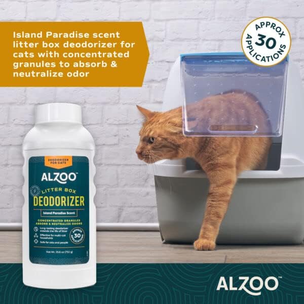 ALZOO Cat Litter Deodorizer, Concentrated Granules Absorb & Help Neutralize Odors, 100% Plant-Based