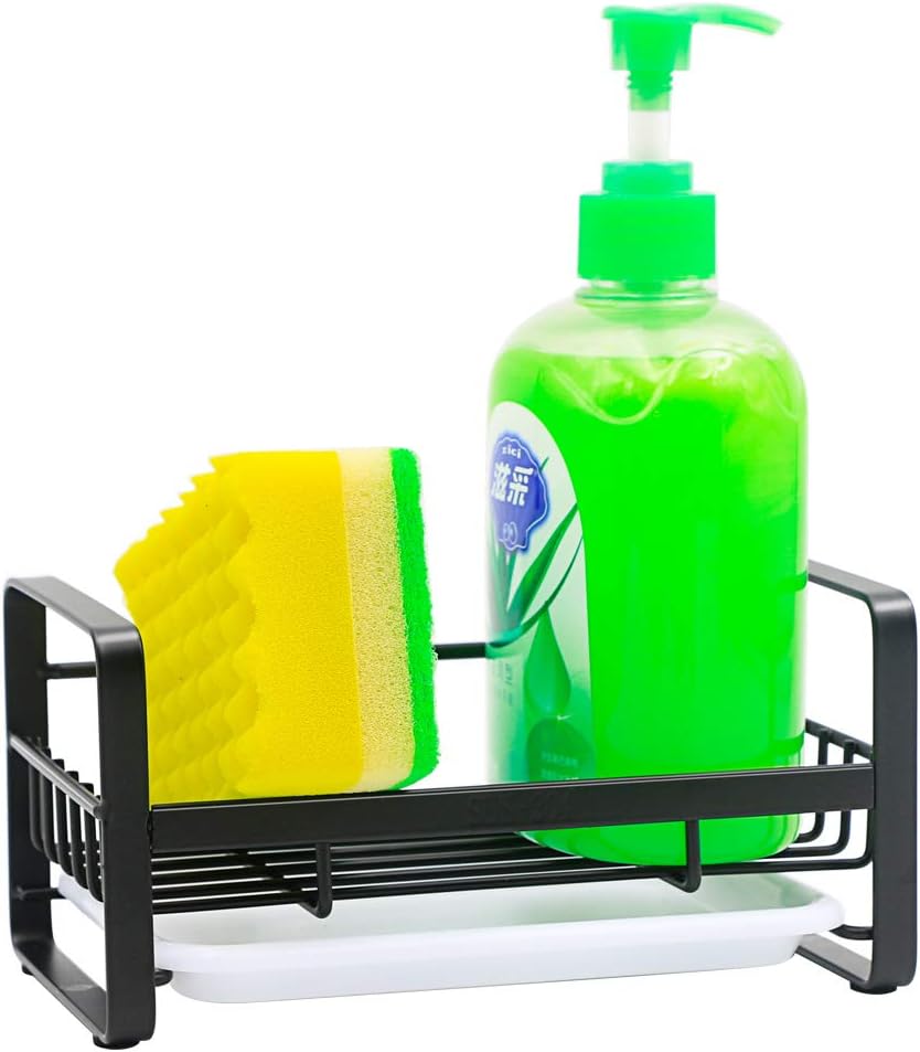 Sponge Holder with Drain Pan - Kitchen Sink Organizer - Sink Caddy Holder - Sink Tray - Soap Holder