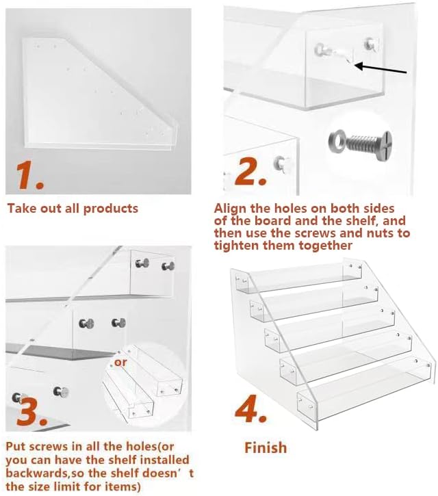 PMMASTO Tiered Spice Rack, Seasoning Organizer, Clear Acrylic Vertical Shelves Can Organizer for