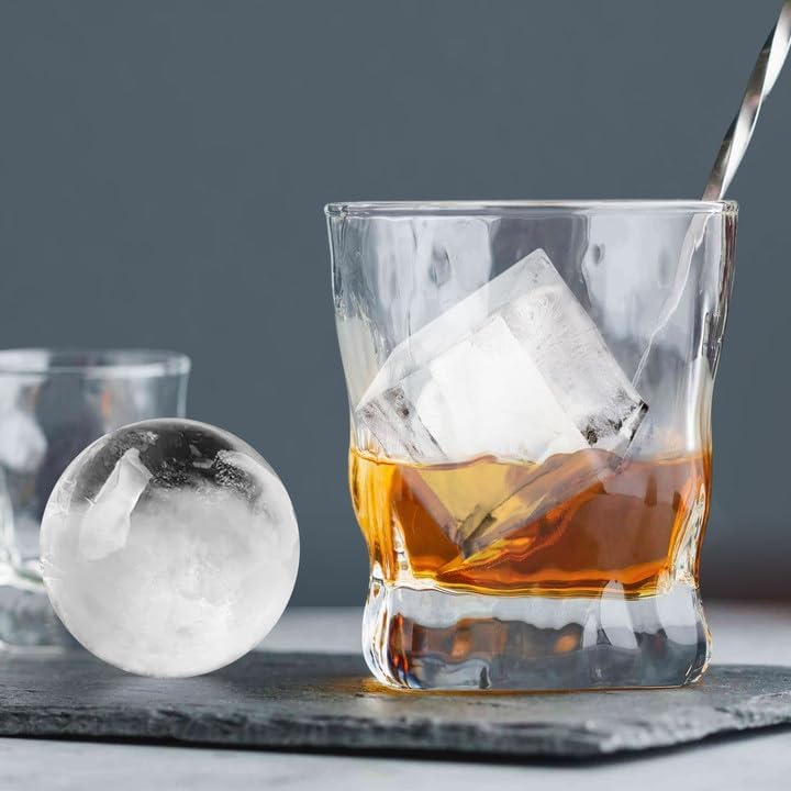 ROTTAY Ice Cube Trays (Set of 4), Sphere Ice Ball Maker with Lid & Large Square Ice Cube Maker for