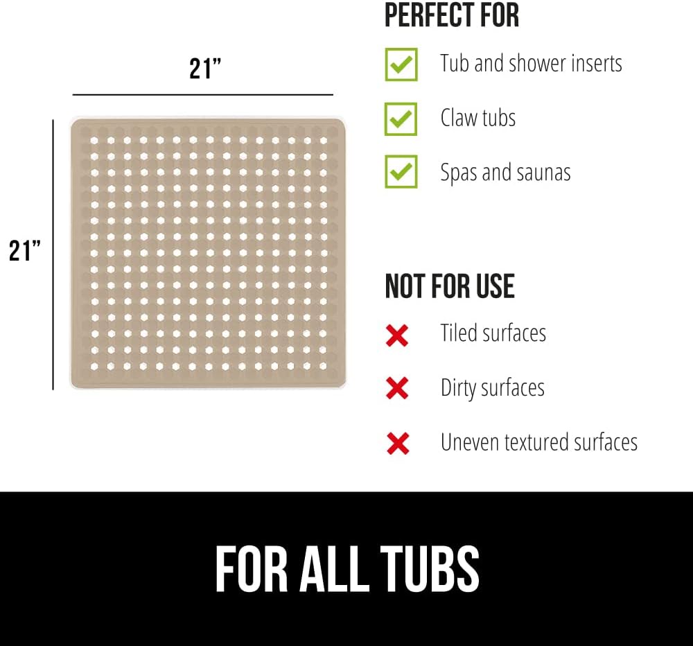 GORILLA GRIP Patented Square Shower Stall Mat, Small Bathtub Floor Mats for Stand Up Showers
