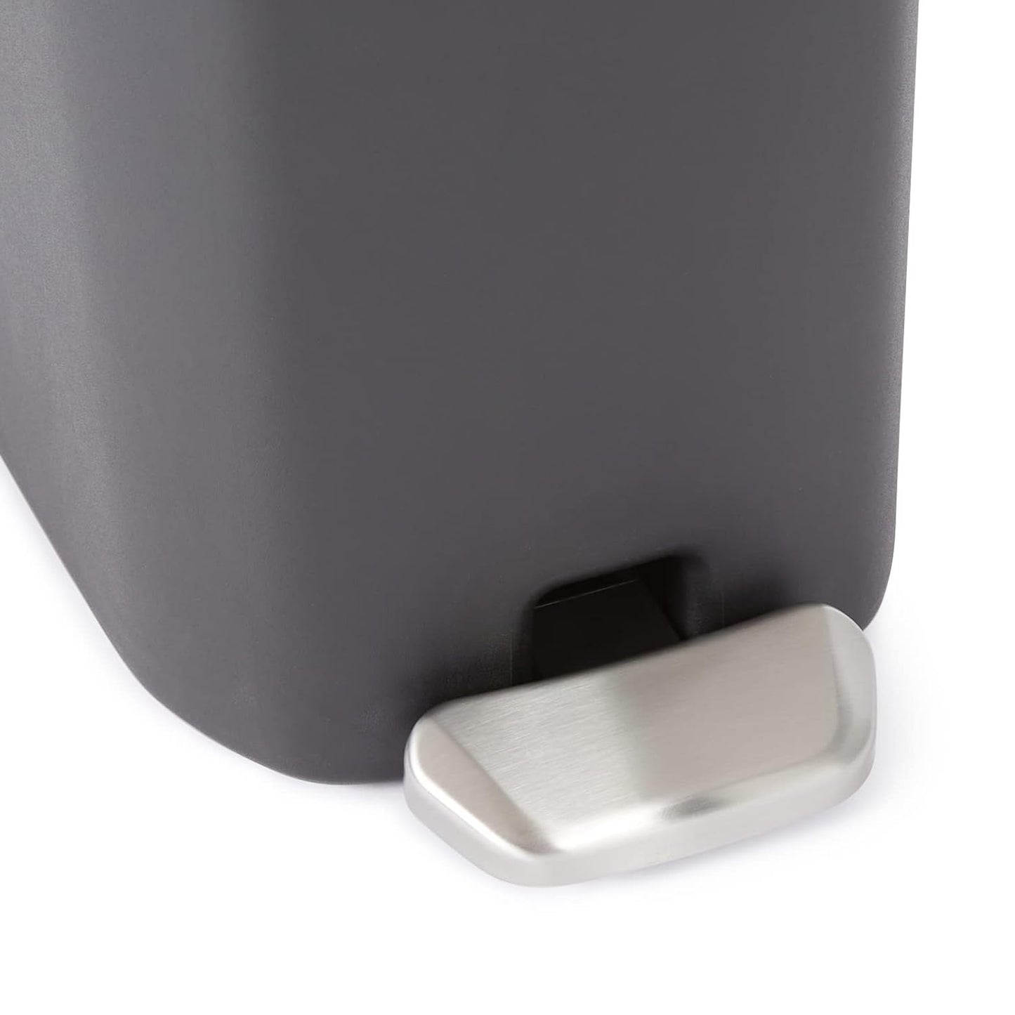 Amazon Basics Compact Plastic Bathroom Trash Can with Hands Free Foot Pedal, Quiet Close Step-On, 6