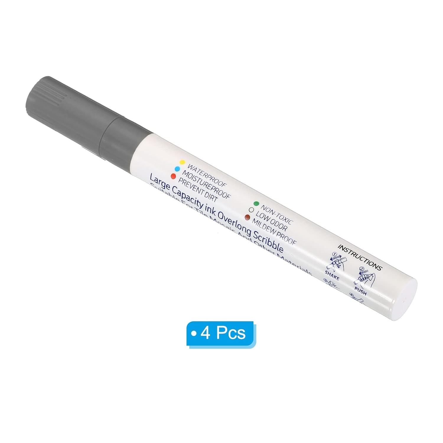 PATIKIL Grout Pen, 4 Pack Grey Tile Marker Waterproof Grout Sealer Pen Tile Repair Pens Paint Pens