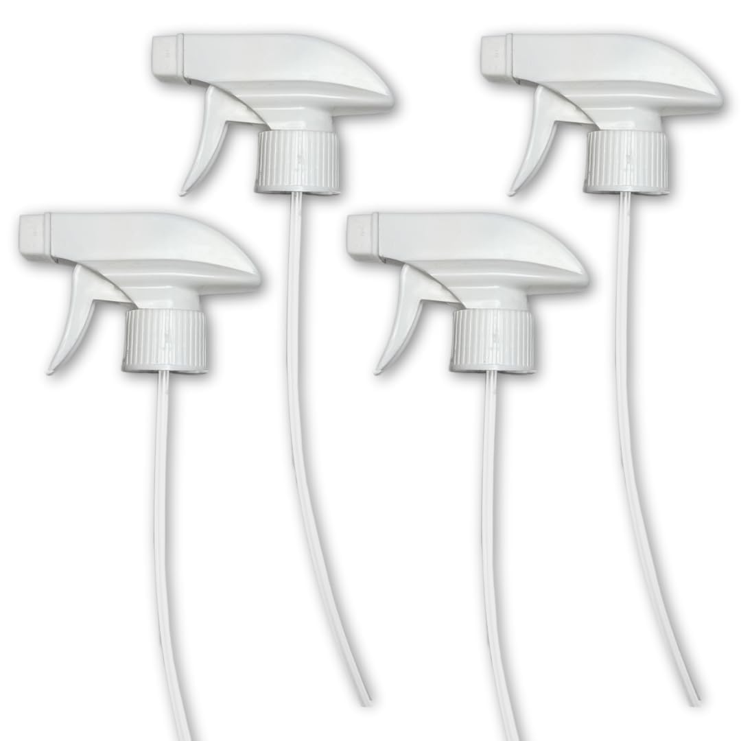 4-Pack White Trigger Sprayers - Heavy Duty Dual Misting and Stream Spray Bottle. Perfect Sprayer