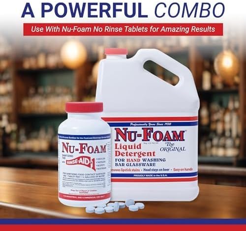 Nu-Foam Liquid Detergent for Bar Glassware – Original Streak-Free Solution - Hand Washing Bar