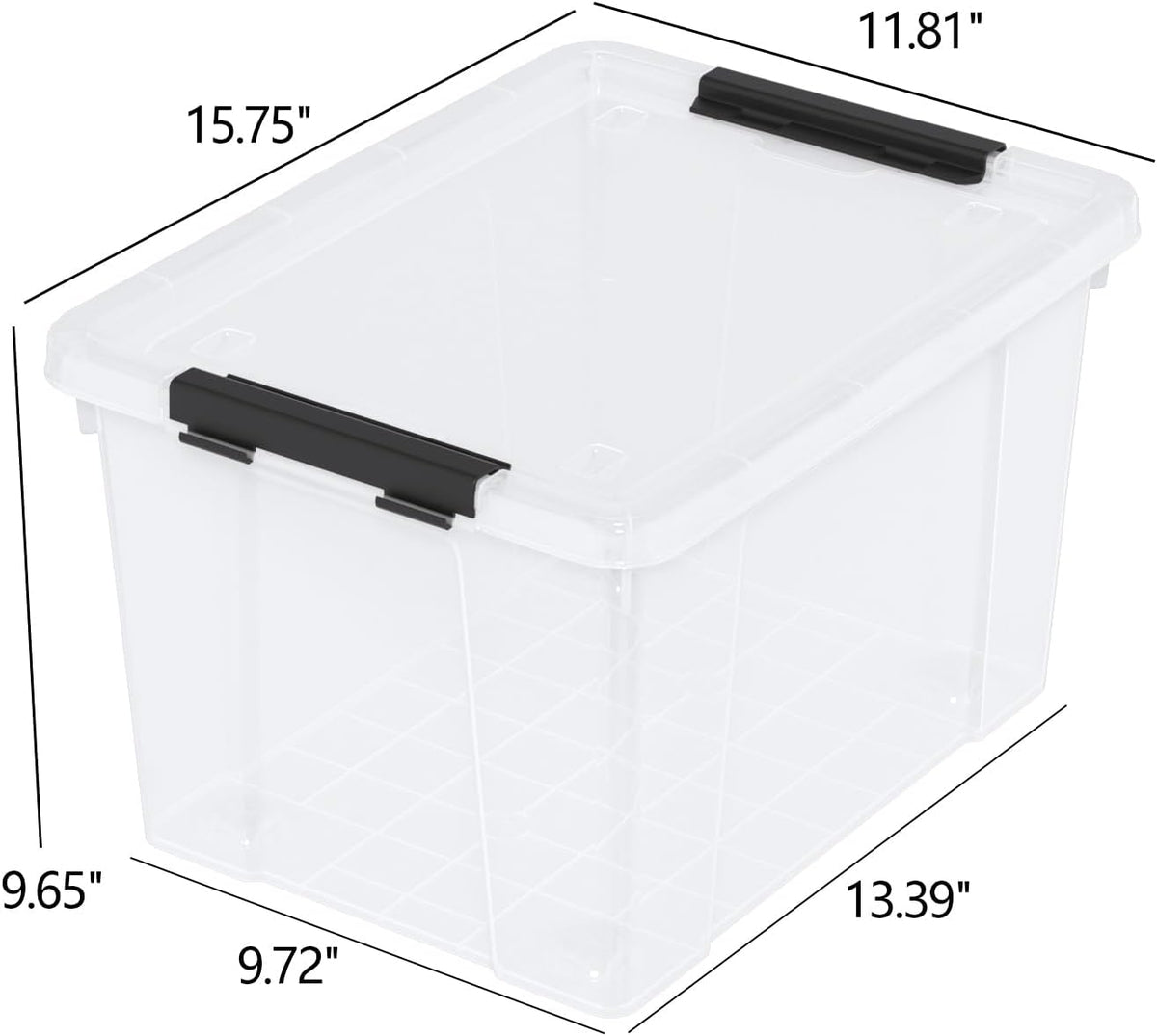 22 Qt Latching Storage Box, Stackable Bin with Latch Lid, Plastic Storage Container Tote, Clear