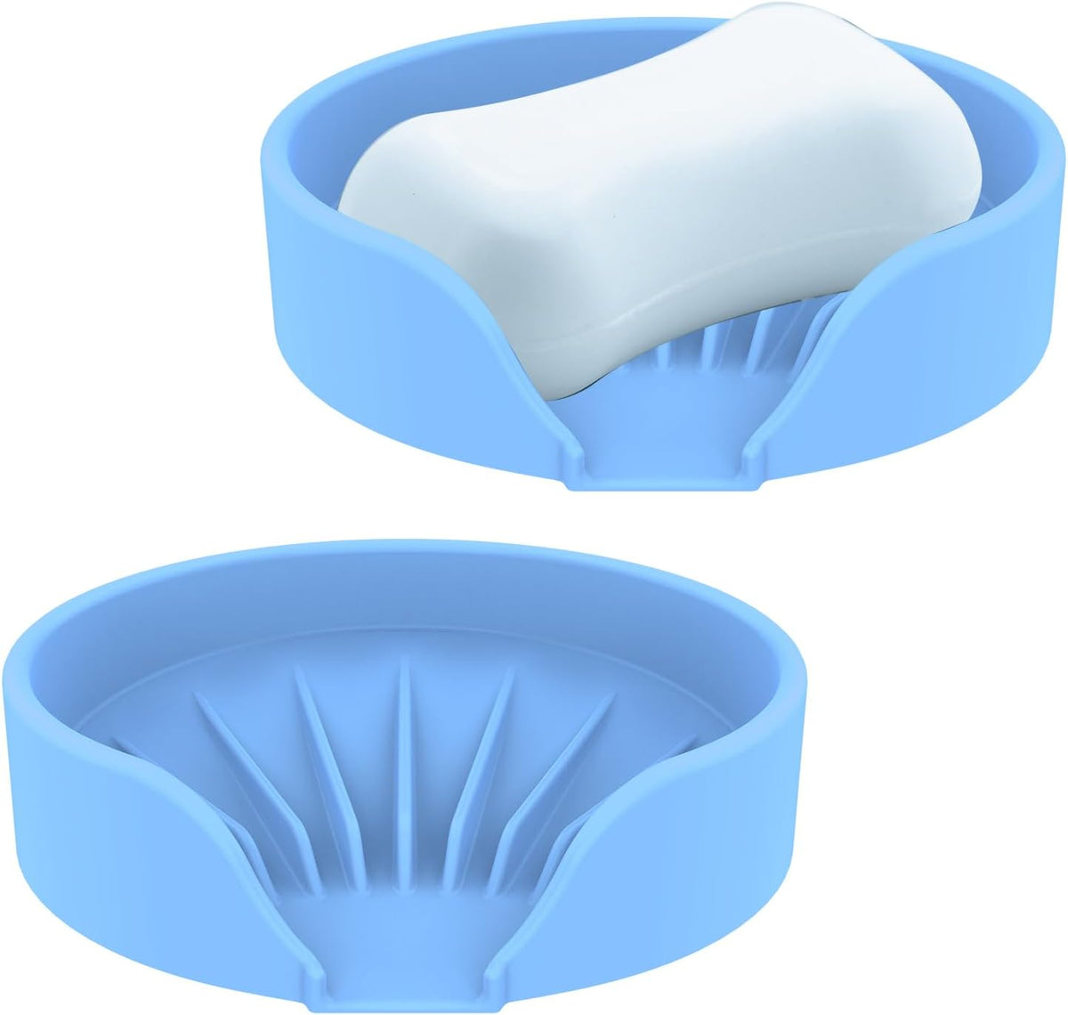 Self Draining Soap Dish, Silicone Suction Cup Soap Holder Tray Savers Container Sponge Holder for