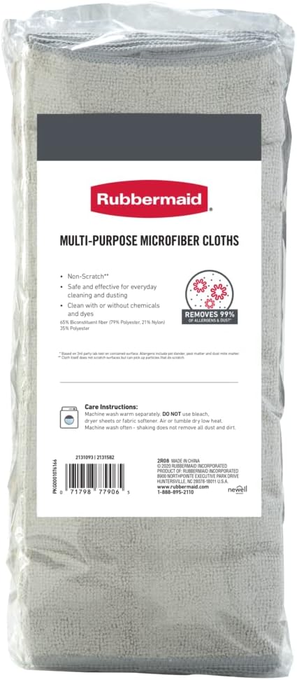 Rubbermaid Microfiber Cloth Towels 24 Pack 14"x14" Non-Scratch Reusable/Washable for