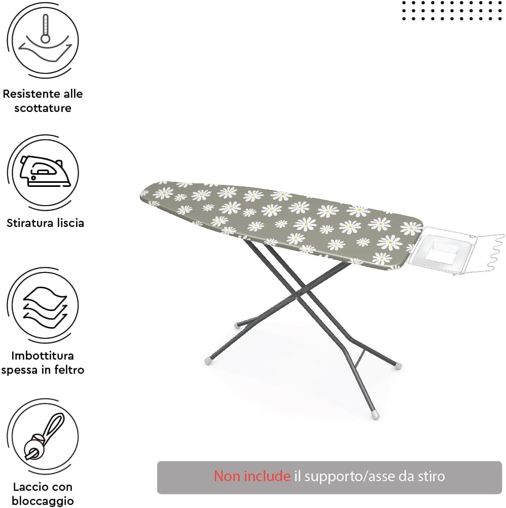 Encasa XO Ironing Board Cover and Pad 28"x12" - Thick 3mm Felt Padding, Drawstring Tightening &