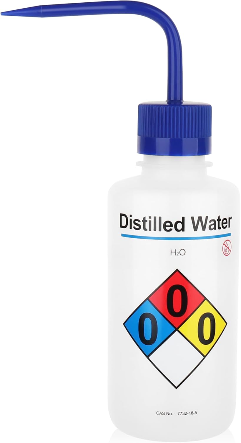 Distilled Water Wash Bottles, 1 PC of Vol.500ml (17oz), Narrow Mouth, Self-Venting Safety Wash