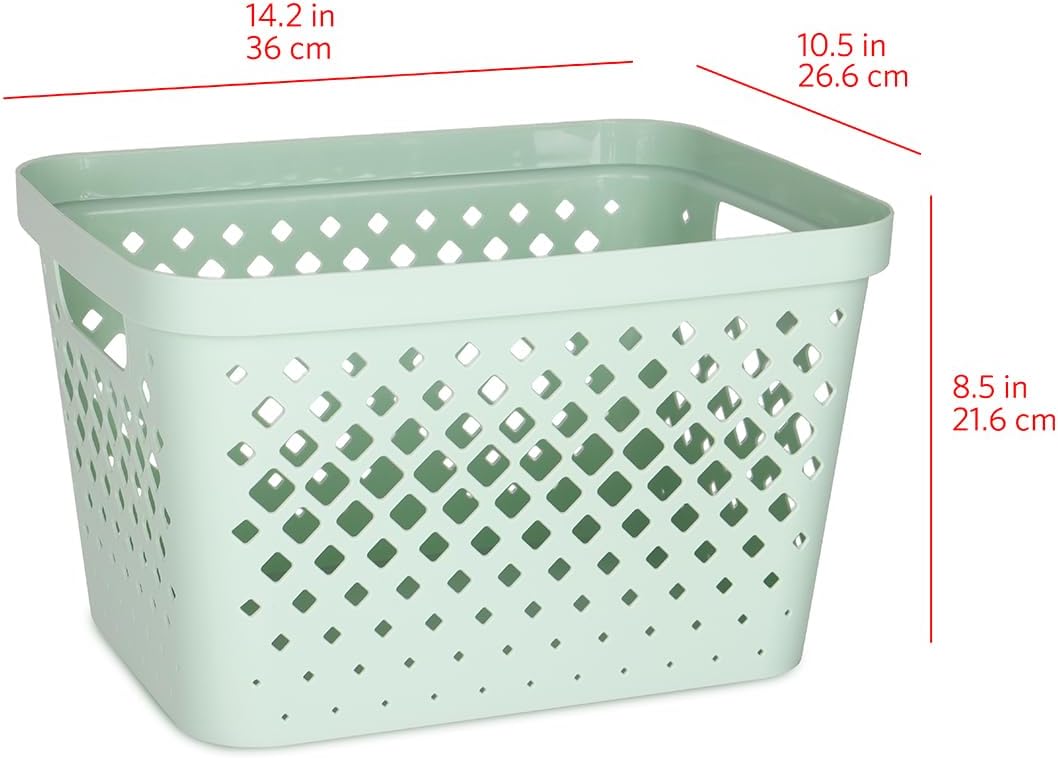 Glad Plastic Storage Basket Set, Value Pack of 6 | Open Storage Bins for Shelves, Bathroom, Pantry